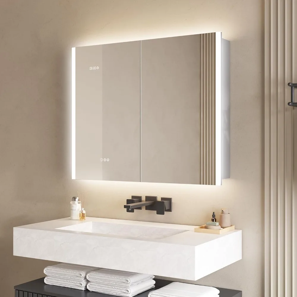 

36 X 30 inch Bathroom Medicine Cabinet with LED Mirror, PIR Motion Sensor, Anti-Fog 3 Color Light