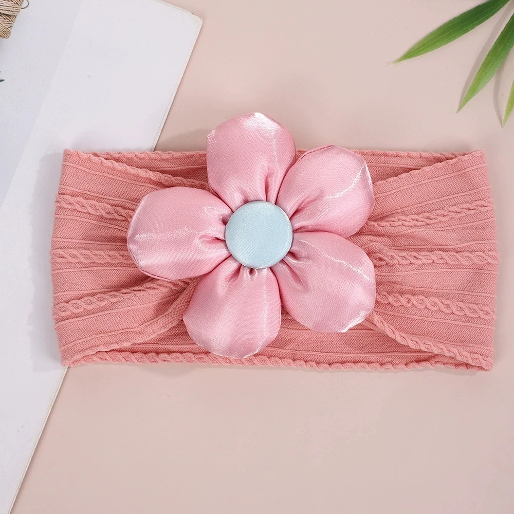 

Satin Flower Headband Newborn Hair Accessories Headbands for Girl Bandeau Nylon Wide Bebe Fille Kids HairBand Infant Bebe Turban