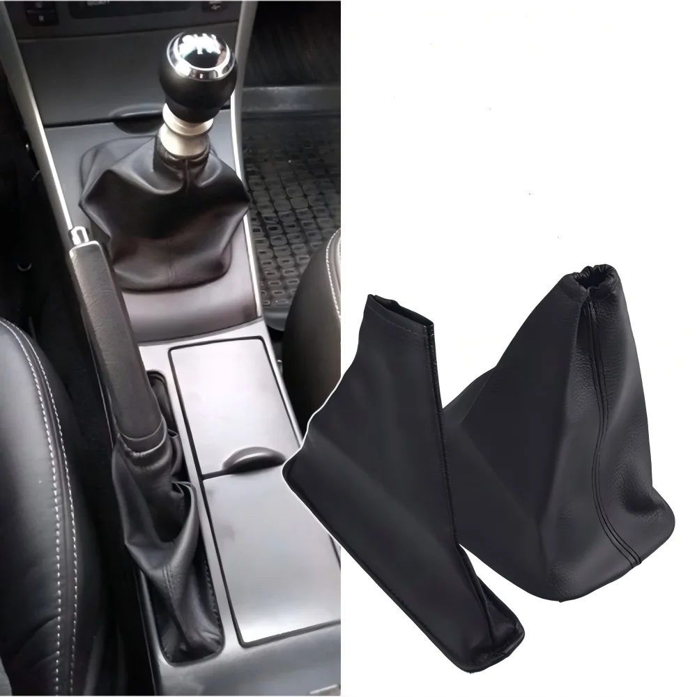 2Pcs Gear Shift Boot & Handbrake Gaiter Leather Cover For Toyota Corolla 2007 2008 2009 2010 2011 2012 2013 Cars Accessories