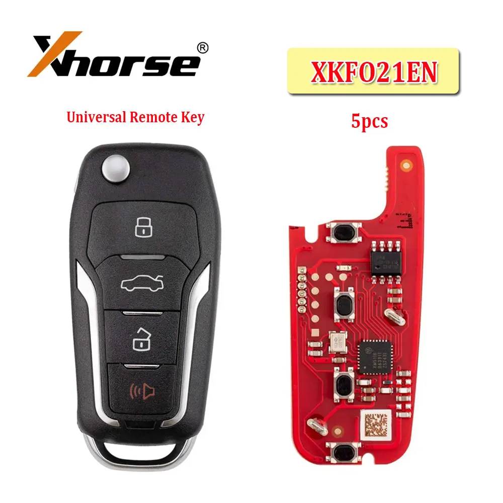 5PCS Xhorse XKFO21EN Wire Remote Key for Ford Style 2nd Generation 4 Buttons Car Remote Key for VVDI2 Key Tool English Version