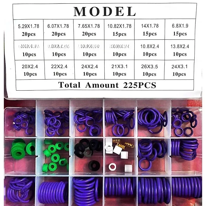 Universal for Car Air Conditioning H 265Pcs O Rings Auto Repair Tools Compressor Rubber Rings Sealant 18Sizes Car Accessories