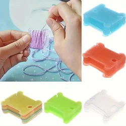 100Pcs Plastic Sewing Winding Plate Board Color Thread String Winder Cross Stitch Embroidery Thread Bobbins Organizer Tool