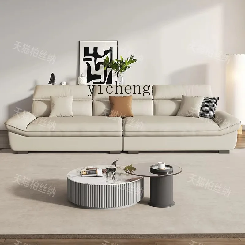 SA-22 Cloud Sailing Sofa Cotton And Linen Large Sitting Deep Small Apartment Living Room Straight Row Three-person Fric Sofa