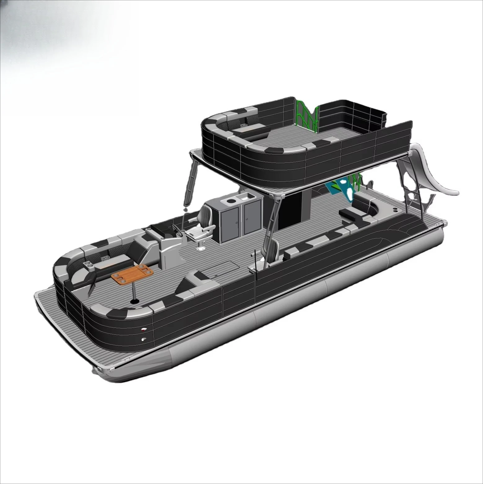 

China Factory Leisure Aluminum Potons Boats Double Deck Pontoon Party Double Decker Pontoon Boat with Skii Pole