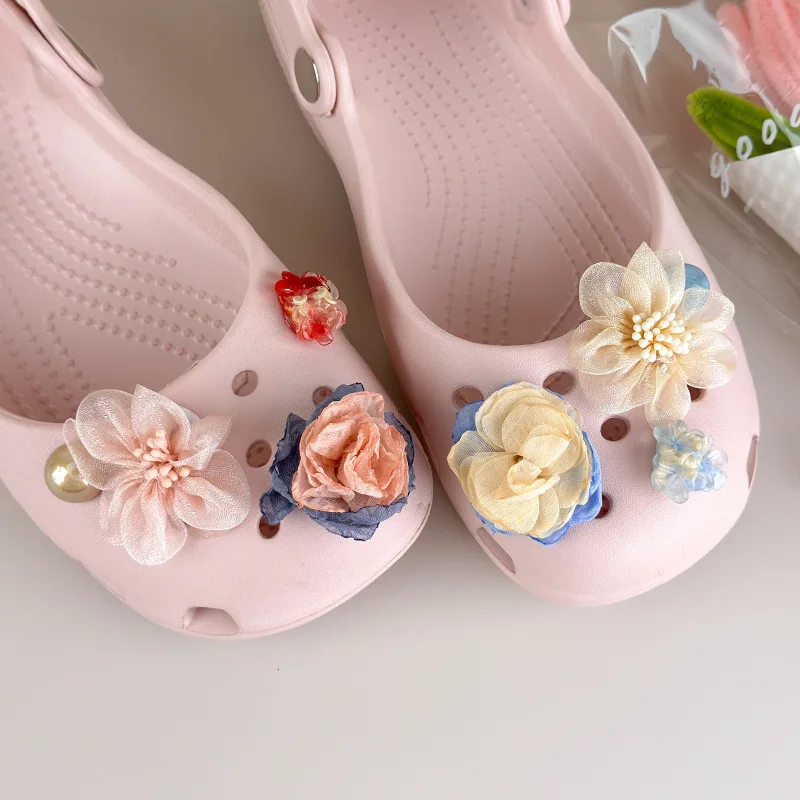 Fabric Shoe Charms Removable DIY Accessories for Ballet Clog Shoes Girly Cute Colorful Lightweight Cloth Decor