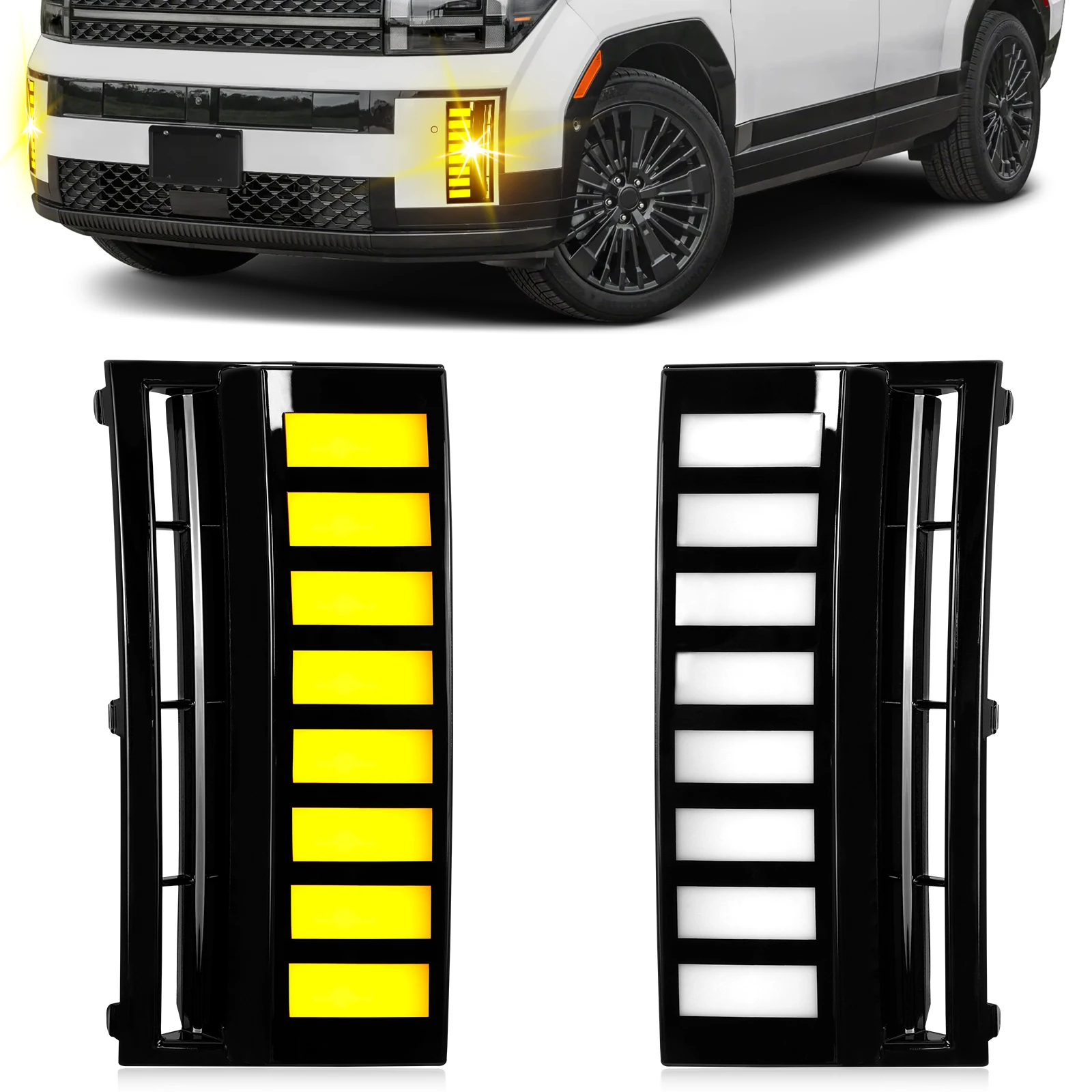 

LED Front Bumper Fog Light DRL for Hyundai Santa Fe 2024 2025 Sequential Turn Signal Daytime Running Light Lamp Car Accessories