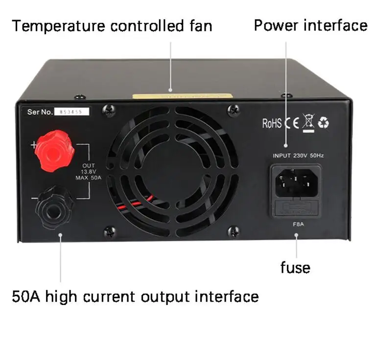 QJE 4th Gen PS50SWIV P220V 13.8V 9-15V 50A zasilacz DC stabilizowane zasilanie dla radia samochodowe transceivery