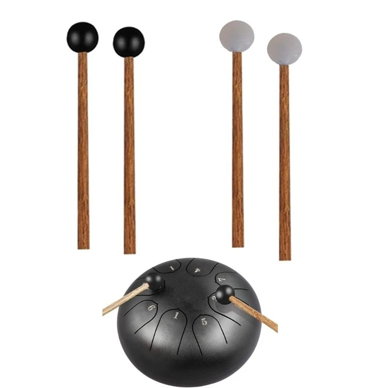 1pair Steel Longue Drum Malmets Drumsticks Rubber Percussion Malmets Strick