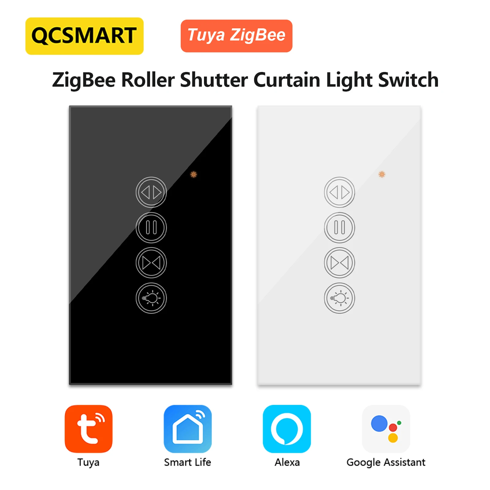 Tuya ZigBee Curtain Roller Shutter Switch With Additional Light Smart Life App Remote Contro Work With Home Assistant Alexa