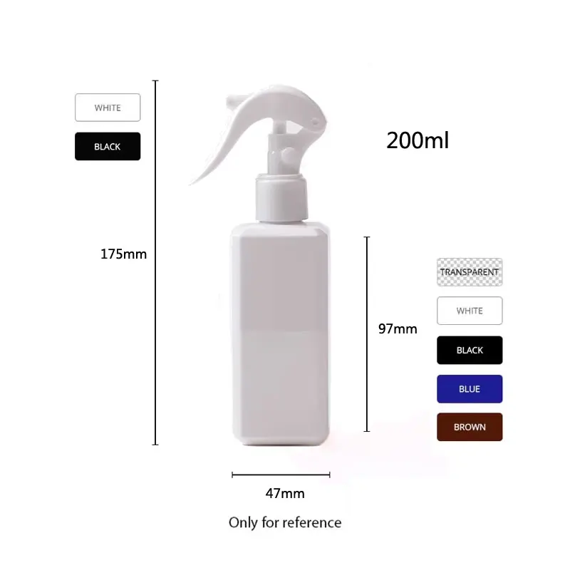 24pcs 200ml 250ml 300ml Empty Square Brown Plastic Bottles With Spray Pump Amber Blue PET Bottle With White Black Trigger
