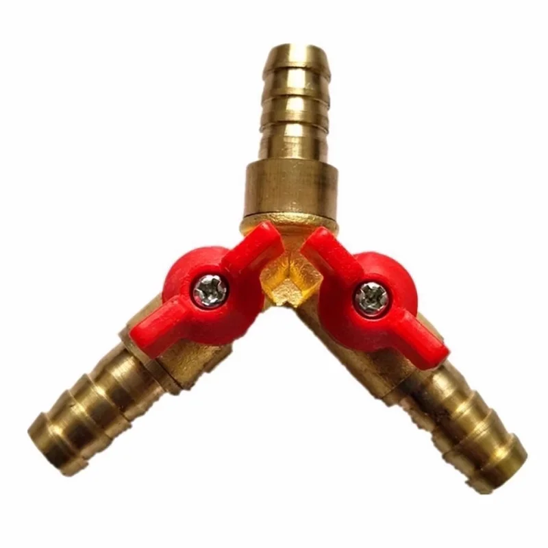 Y Type Hose Barb Three Way Brass Shut Off Ball Valve Pipe Fitting Connector Adapter