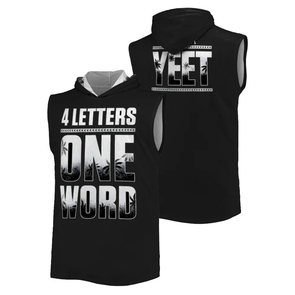 

2025 Summer WWE 3D letter print Jey Uso YEET Fitness sports hooded vest Outdoor breathable Quick-drying loose men's tank tops