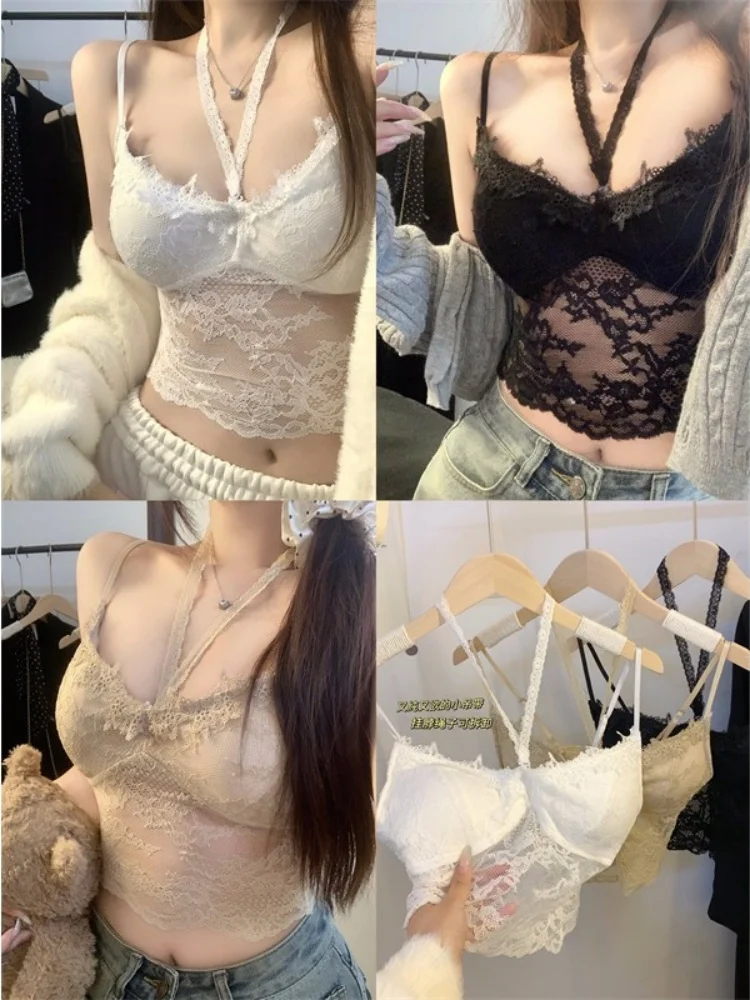 Sexy kanten rand ter ne crop top dames Faion 2025 winter nieuwe uitgehold Pure Desire innerlijke slijtage ort irt