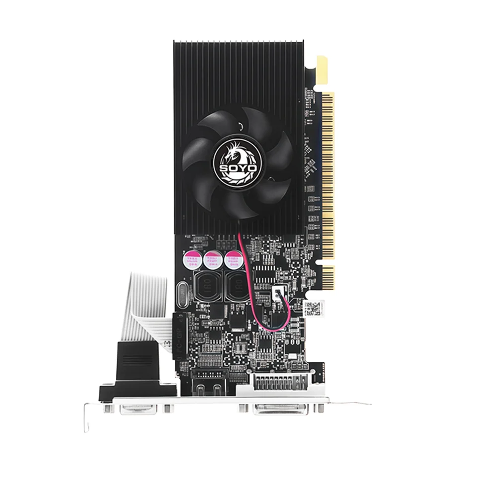 SOYO Graphics Cards NVIDIA GeForce GT 610 2G GDDR3 64bit HDMI*1 DVI*1VGA*1 Video Card For Desktop Gaming Computer