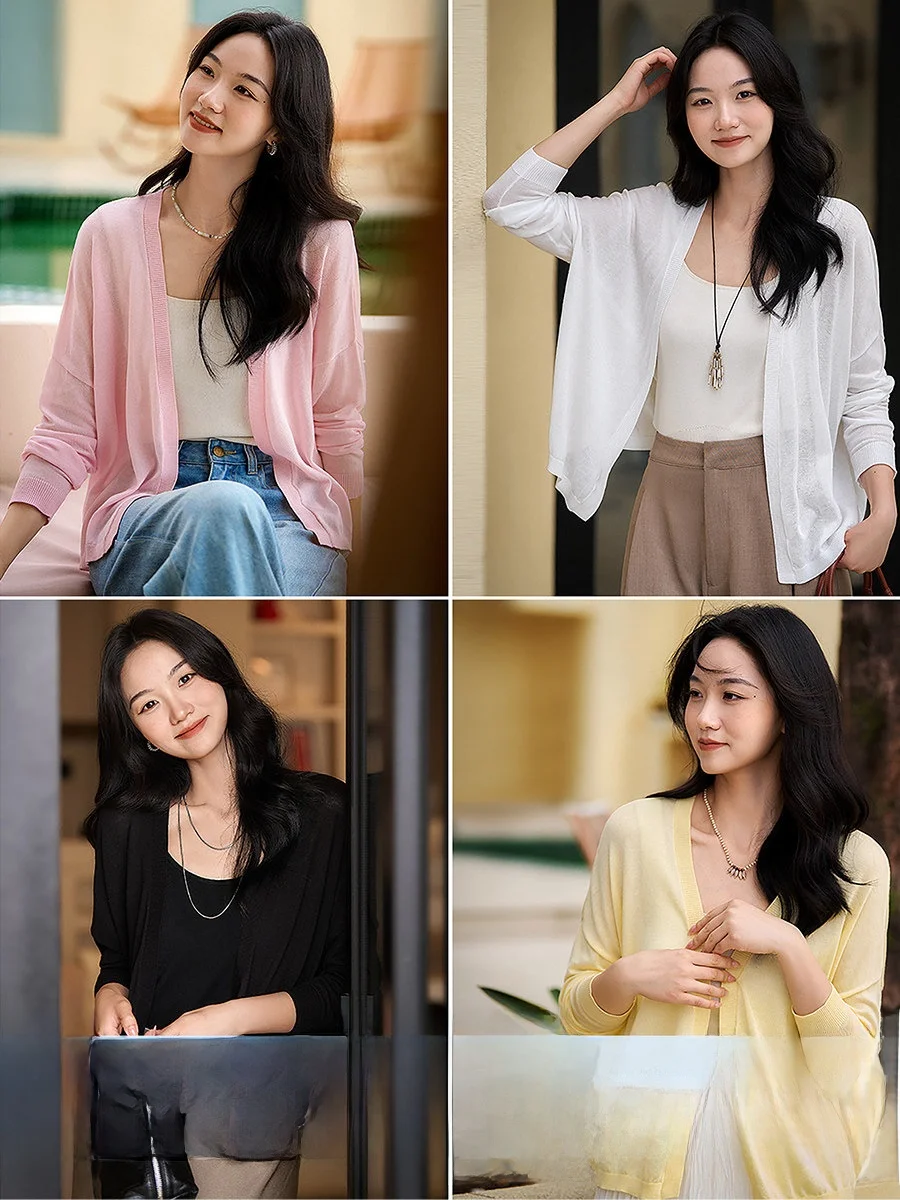 

Элегантный женский вязаный кардиган с V-образным вырезом, дышащий, комфортный, стандартного кроя, с длинными рукавами, модный топ