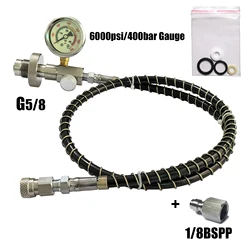 HPA Air Diving DIN G5/8 Connect Fill Station Filling Charging Adaptor Gauge Stainless Steel