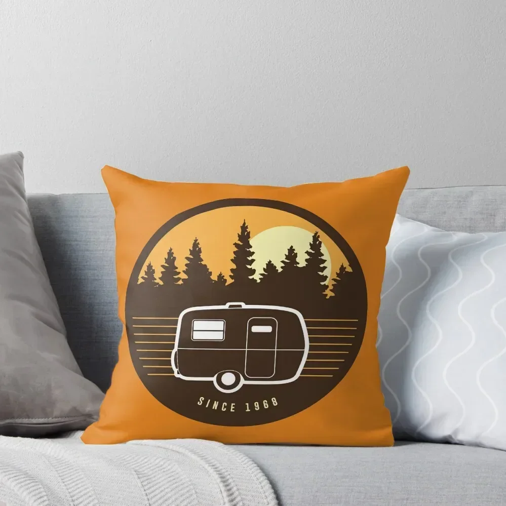 

boler vintage camper in natural setting Throw Pillow Sofa Cushion Cover pillows decor home pillow