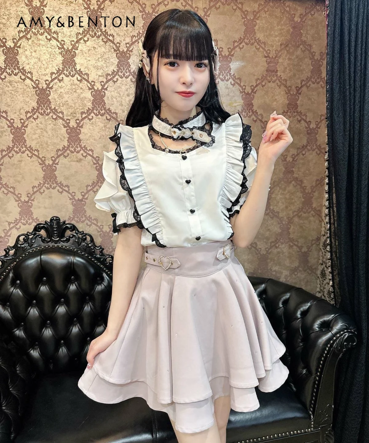 Mine Series Mass-produced Cute Heart Buckle Bow Diamond Mini Skirt Japanese Simple Double-layer Skirt Women Sweet Rojita Skirts