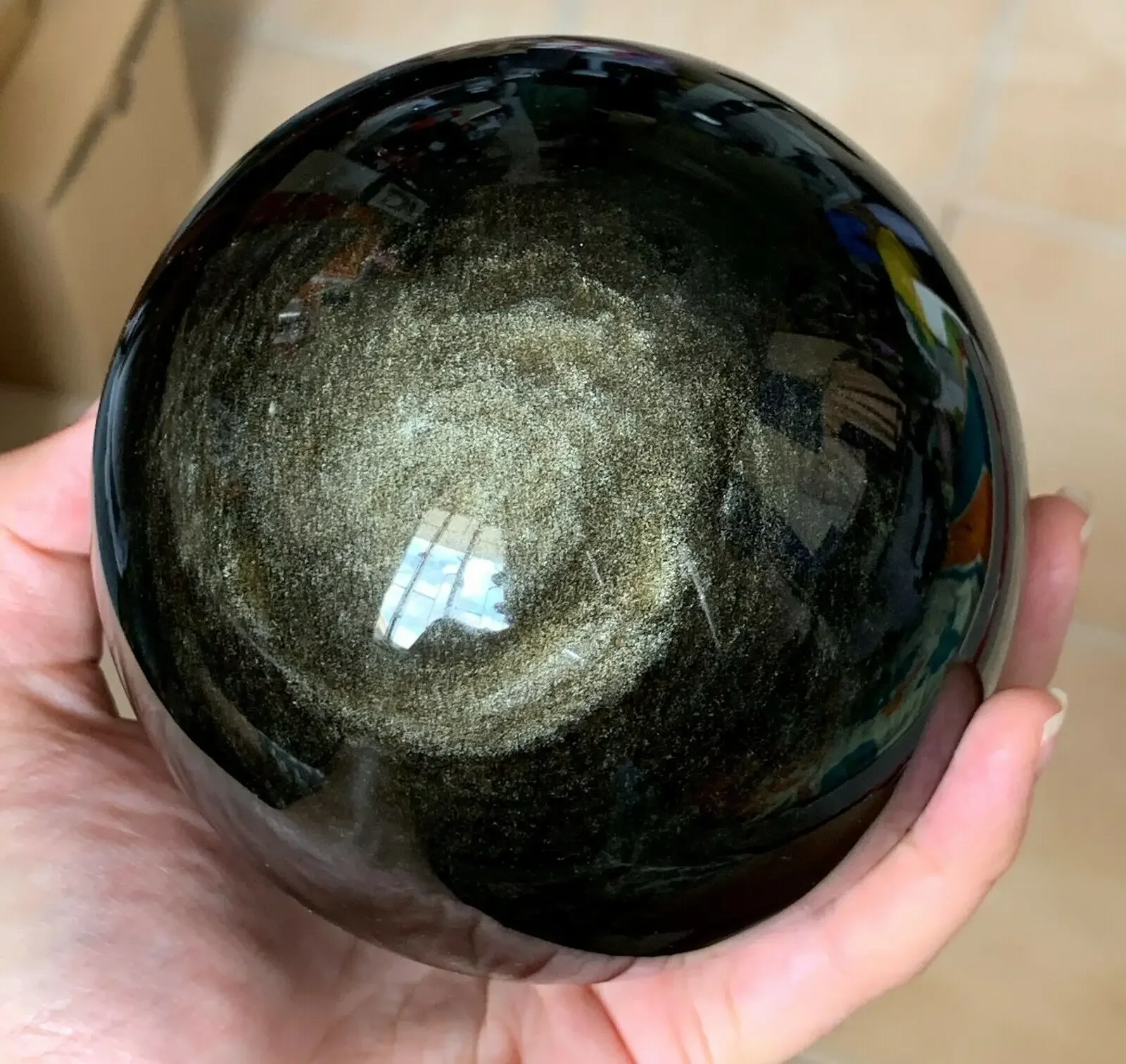 

Huge Natural Gold Gloss Obsidian Crystal Ball, Gemstone Reiki Restoration,Home Degaussing Stone,Start Business and Attract Wealt