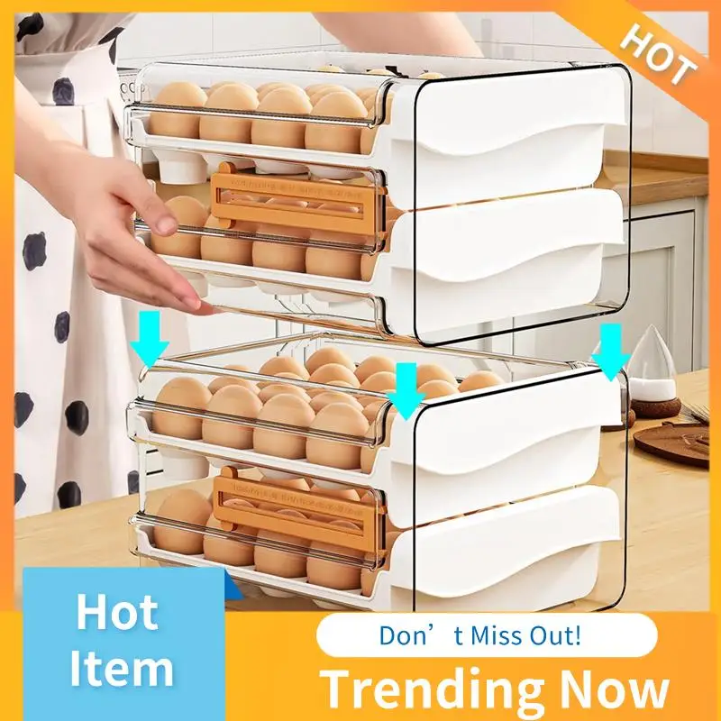

Egg Container For Refrigerator 40 Count,Large Capacity Egg Organizer For Fridge, Transparent Egg Holder For Refrigerator