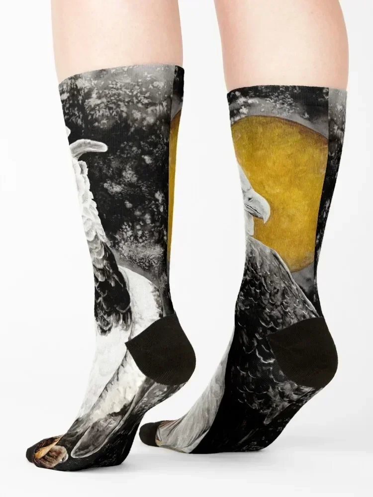 Harpy eagle Watercolor at night sky Socks ankle tennis custom hiking Luxury Woman Socks Men's