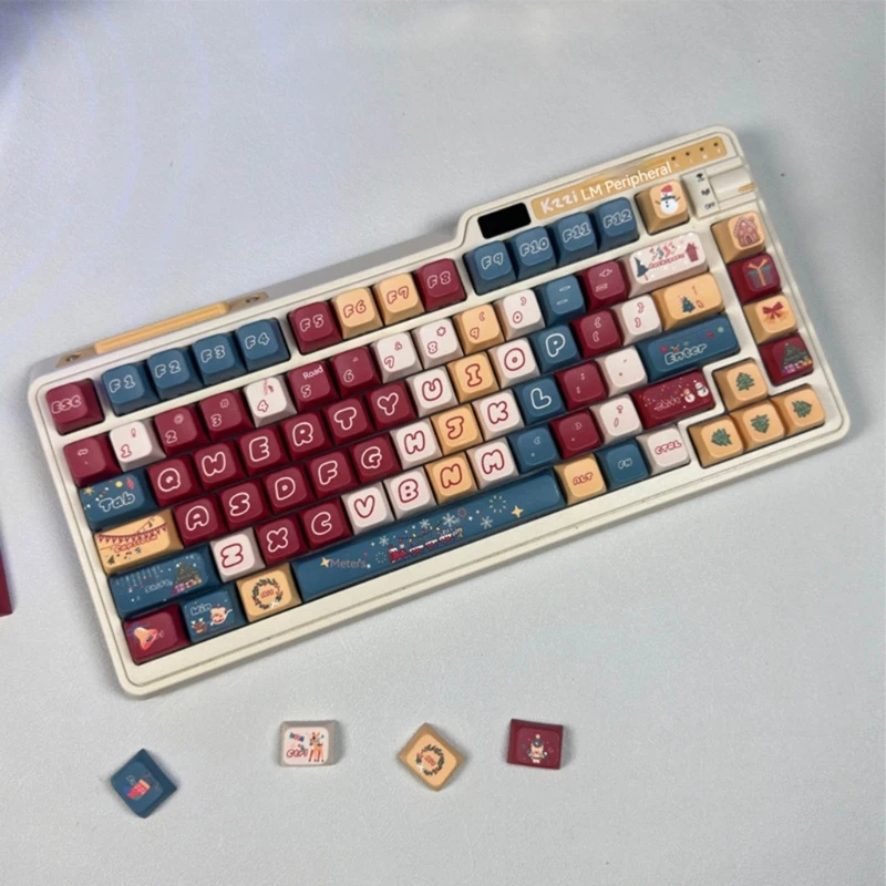 Keycap Set Unique Christmas Theme Keycaps MDA for 126Key Mechanical Keyboards Heat Sublimated Keycaps QXNF