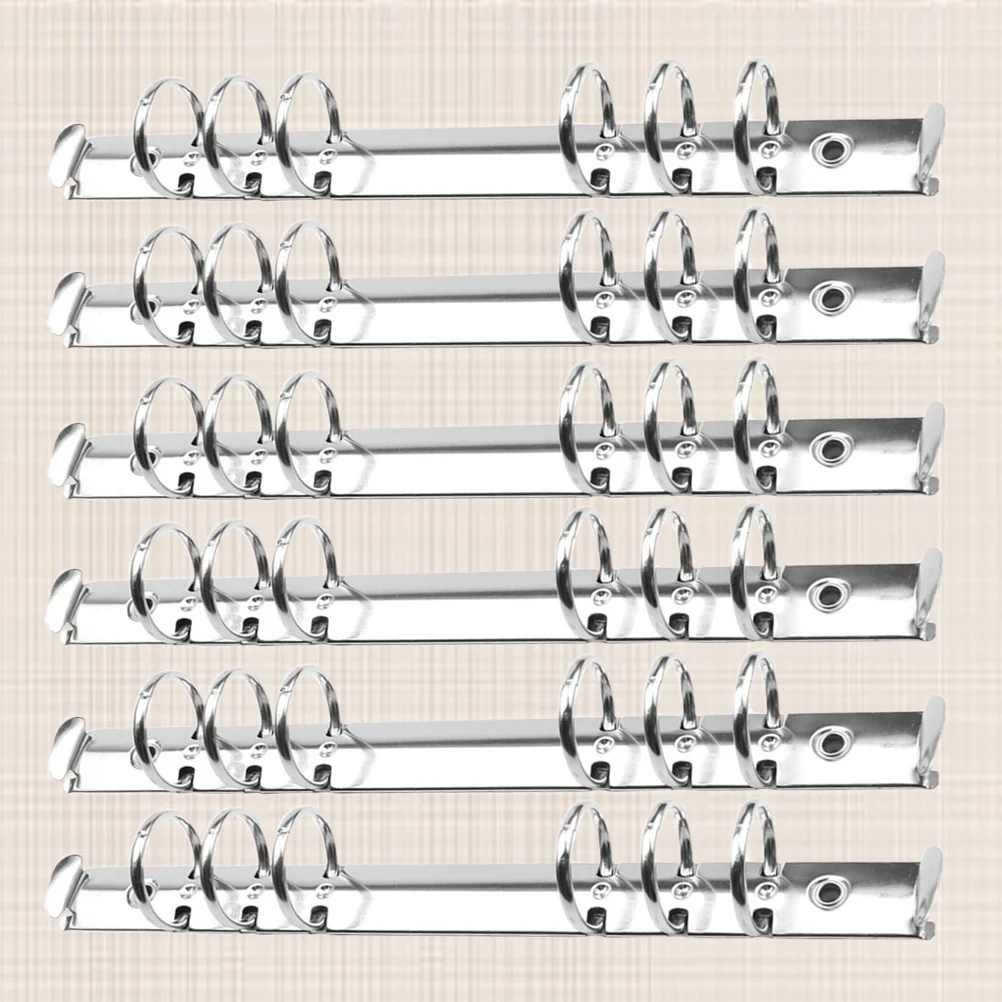 6pcs Metal Loose Leaf Binder Rings File Folder Clips Premium Steel Office Stationery Silver Anti-Rust Lightweight