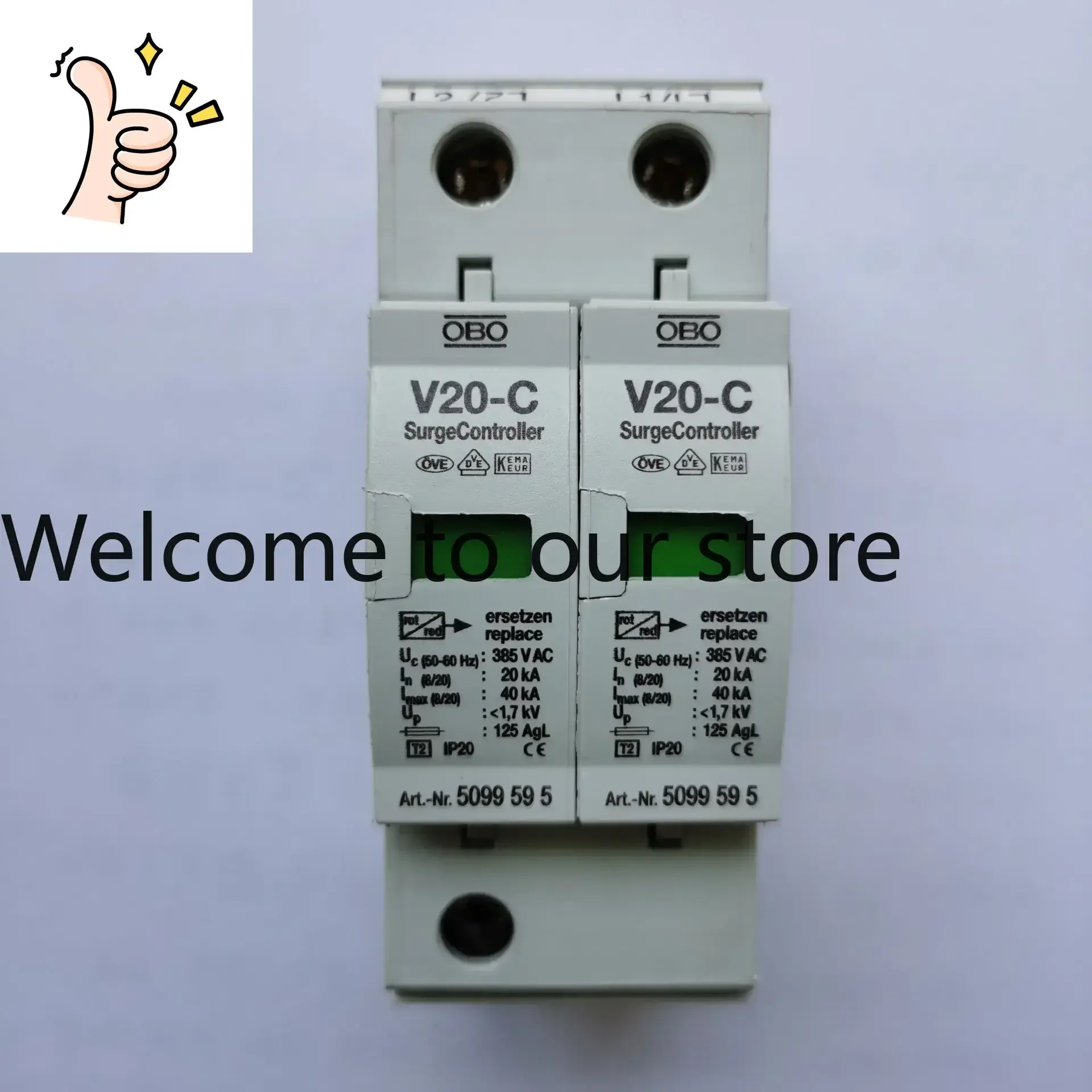 Free Shipping German OBO Three-stage Power Supply 20KA Surge Protector V10-C/2-385V Two-phase Arrester Spot