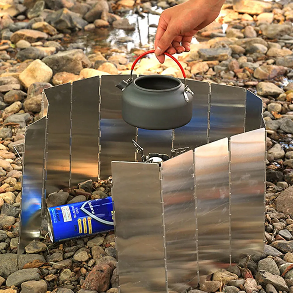 

Foldable Camping Stove Windscreen Aluminum Alloy Lightweight Windshield Outdoor BBQ Picnic Gas Wood Burner Cooker