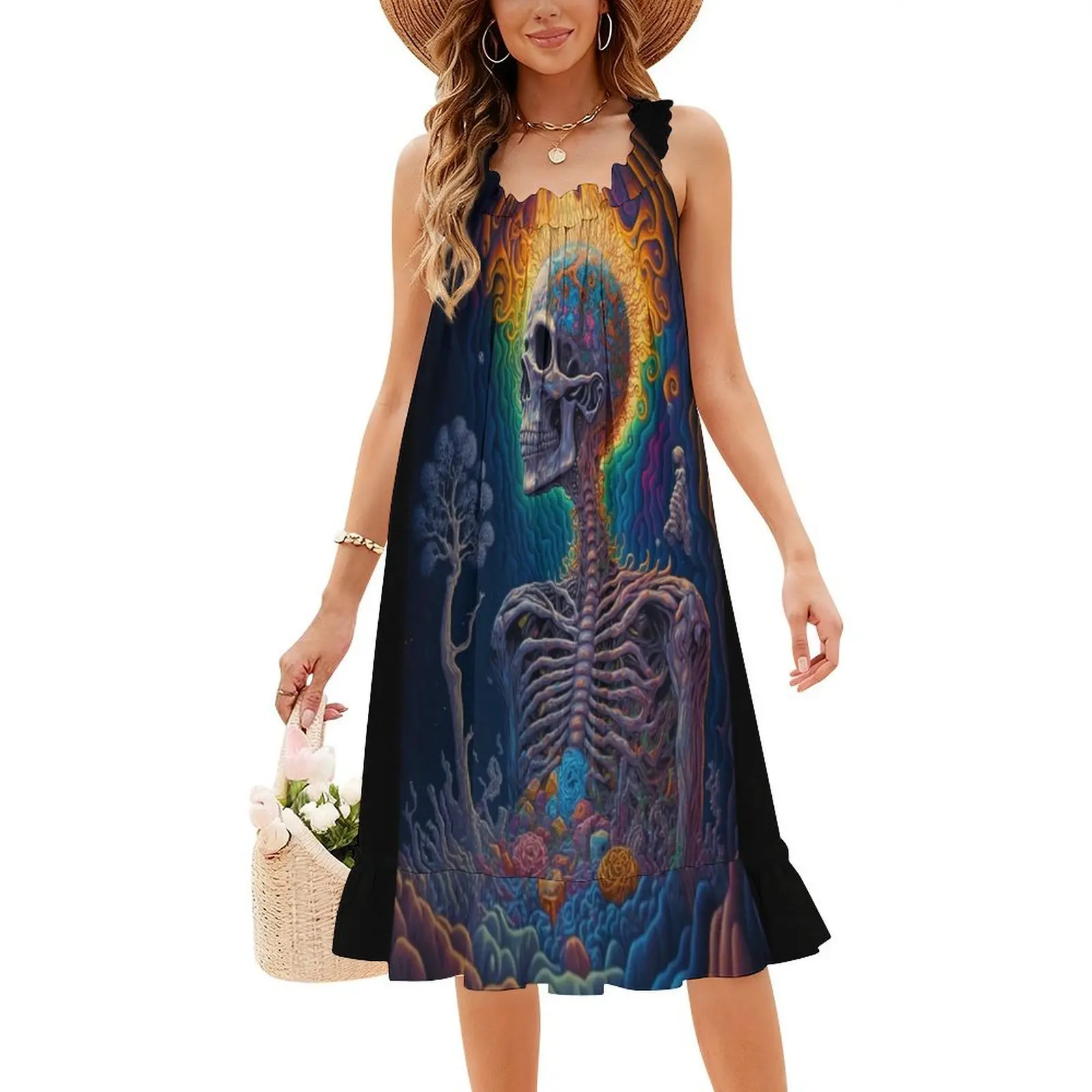 نهاية الحياة # 11 فستان بوهو أنيق أنيق لحفلات الزفاف على الشاطئ وحفلات الزفاف والنباتات والأشجار هيكل عظمي سريالي ملابس نسائية #4