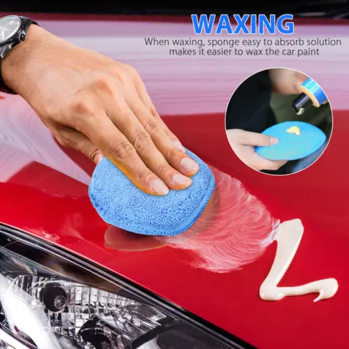 

10Pcs Car Polish Wax Sponge Applicators Blue Double Sided Waxing Polishing Tyre and Trim Dressing Pads Polish Wax Sponge