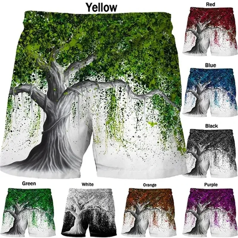 

Men's Swimming Shorts Big Tree 3d Printed Surfing Board Short Kids Beach Shorts Men Trunk Masculina Swim Trunks Sportwear Boy