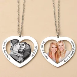 Personalized Photo Necklaces Custom Name Necklace Heart Pendant Chain Jewelry for For Lovers Family Friend Anniversary Gift
