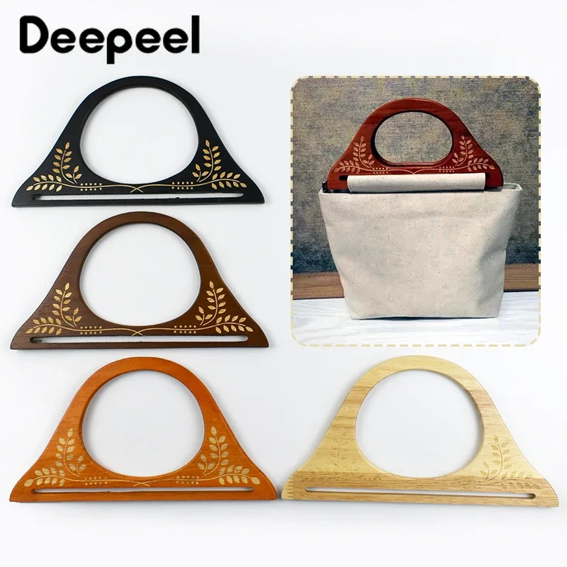 

1/2Pcs 25cm Wooden Bags Handles Purse Frame Handmade Closure Brackets Replacement Decorative Handle Handbag Sewing Accessories
