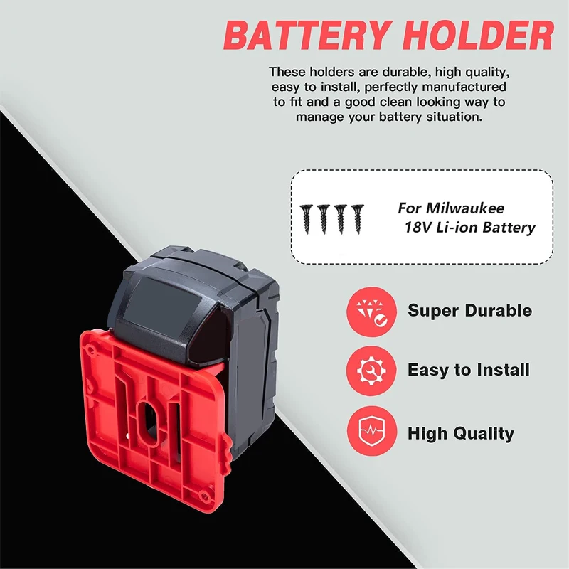 5pc For Milwaukee M&18 Battery Holder For 18V Lithium Battery Can Be Fixed On The Wall  Battery Splice Battery Mount Dock Holder