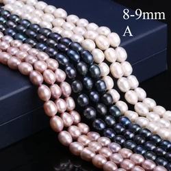 8-9mm A Natural Freshwater Pearl Rice Shape Isolated Loose Bead for Jewelry Making DIY Personality Bracelet Necklace Accessories