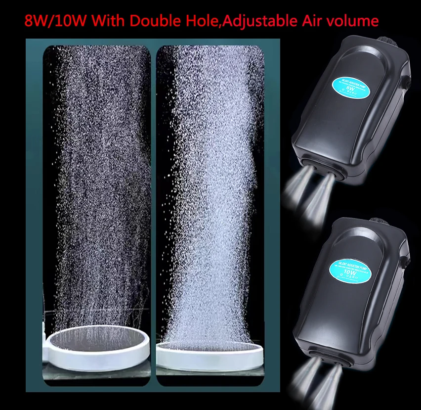 220~240V Silent Aquarium Oxygen Air Pump Fish Tank Adjustable Air Volume High Power Oxygenator Air Compressor Aerator ﻿3/5/8/10W