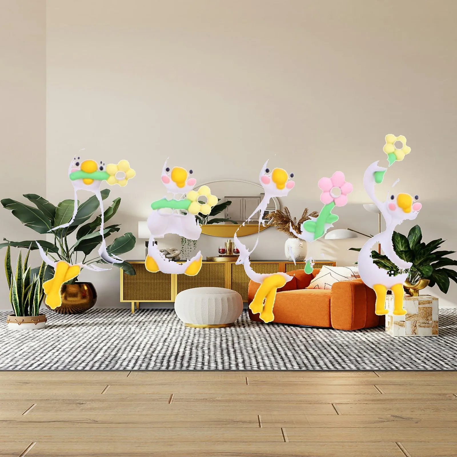 4x Mini Duck Figurines Animal Statues Decorative Creative Art Crafts Computer Monitor Decor Figures for Living Room Bookshelf