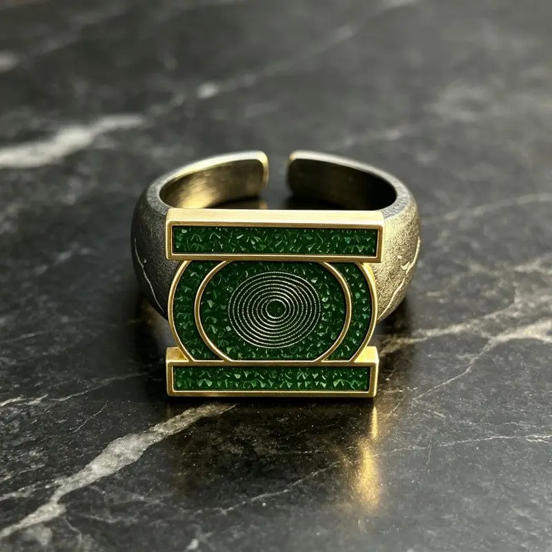 2026 Neuer Green Lantern Corps Ring Anime Peripherie John Stewart Ring Verstellbarer Offener Ring Cosplay Requisiten Ring Spielzeugsammlung Geschenk – Detail 5