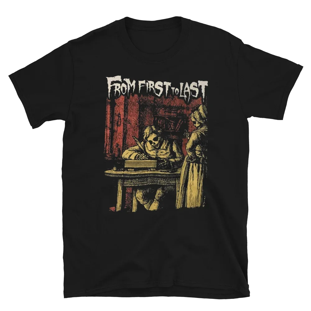 С первого до последнего выпуска, футболка с надписью скелеты пара Emo Post-Hardcore Band