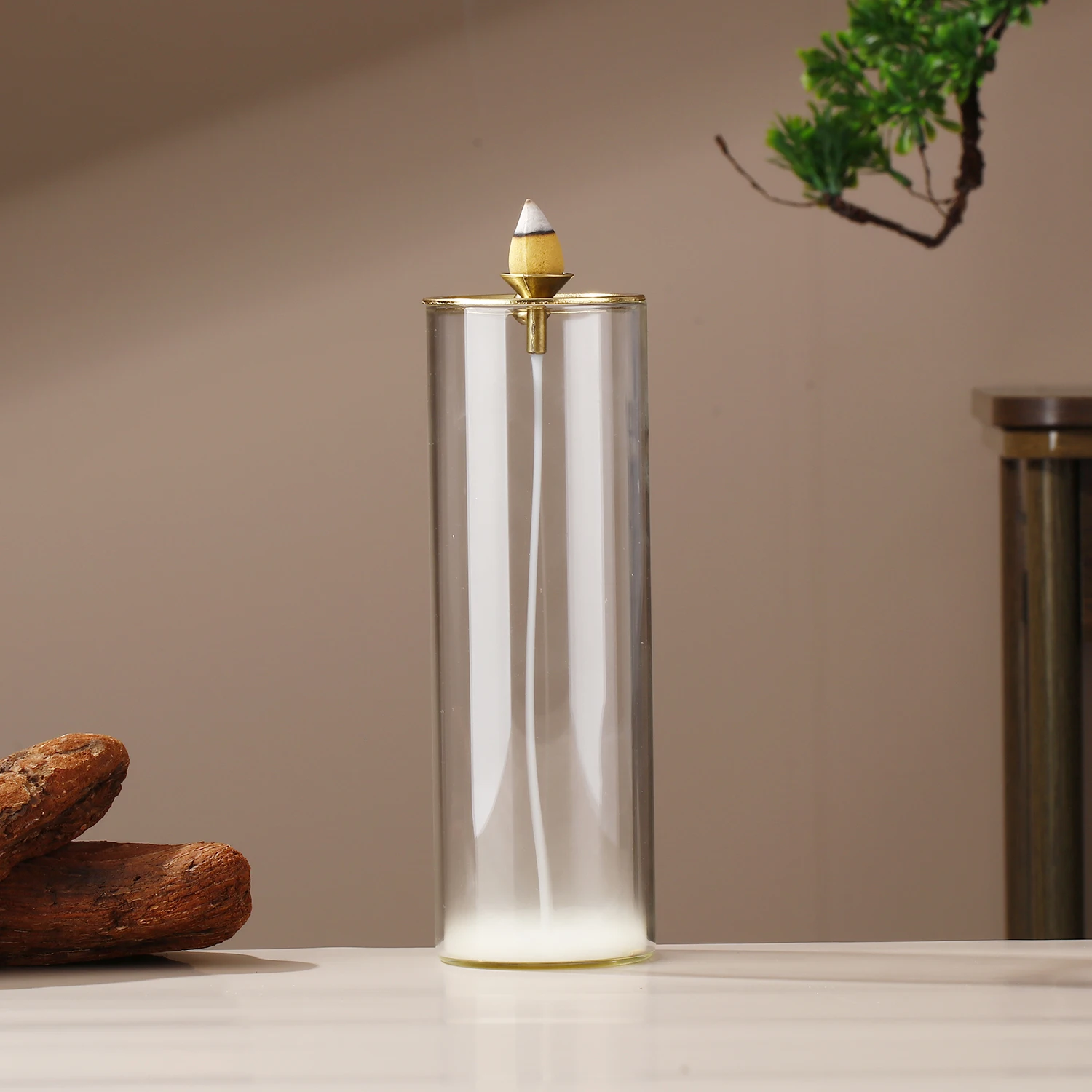 2 in 1 Glass Incense Holder Backflow Incense Burner for Incense Cone Anti-Ash Incense Sticks Holder for Meditation Yoga Spa