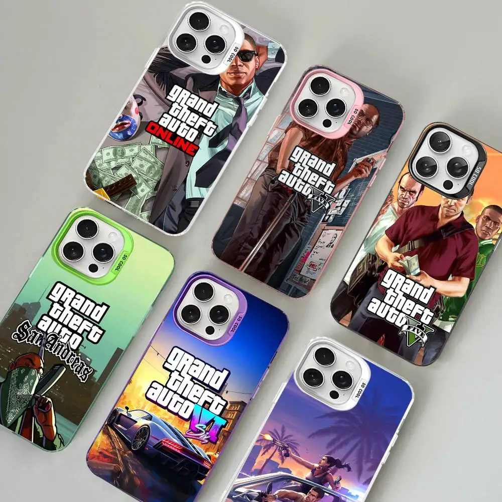 Funda para Teléfono San Andreas G-GTA para iPhone 16 15 14 13 12 11 Pro Max 17 Plus, Carcasa Colorida