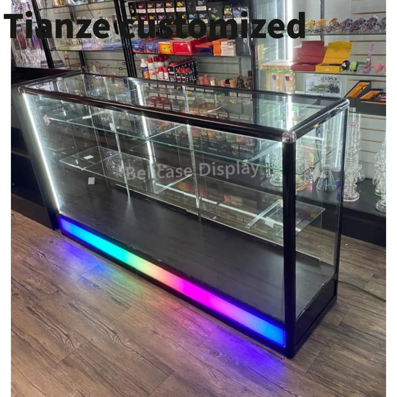 

Customized-70 inch FullSmoke Shop Product Showcase Dispensary Display Smoke Store Glass with LED