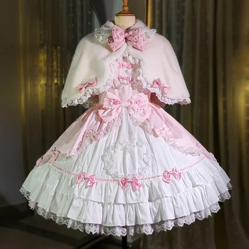 Capa chal de estilo princesa Original japonés para otoño e invierno, capa cálida y versátil para el día a día, dulce muñeca para niña