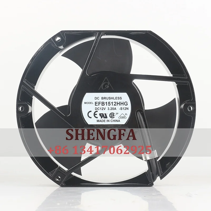 

Original Delta EFB1512HHG 17CM 12V 3.20A double ball air volume metal high temperature industrial exhaust cooling fan