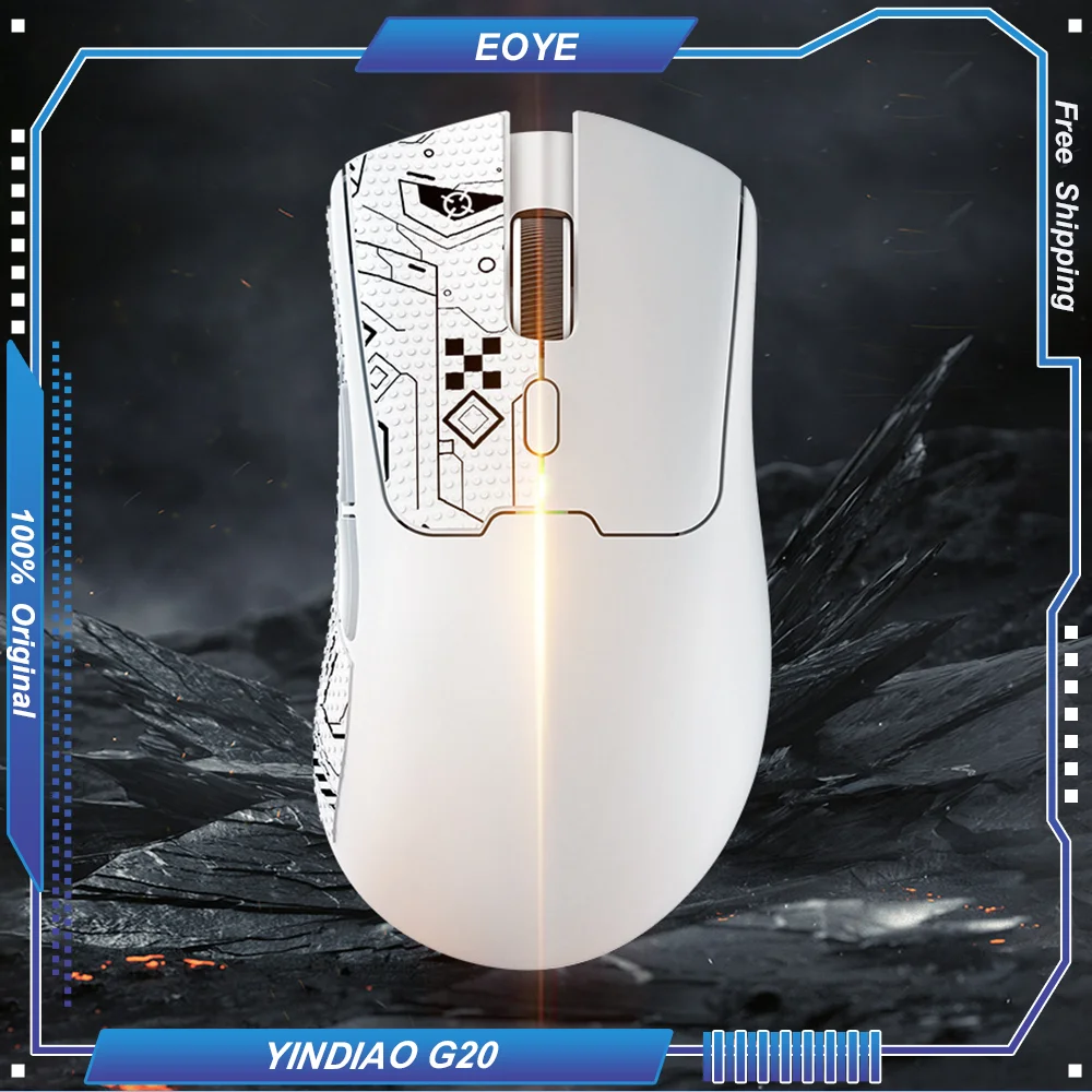 YINDIAO G20 Gaming Mouse Wireless 3-Mode BT5/2.4G/Wired Type-c 59g Lightweight RGB PAW3104 500mAh Right Hand L Size Mice Esport