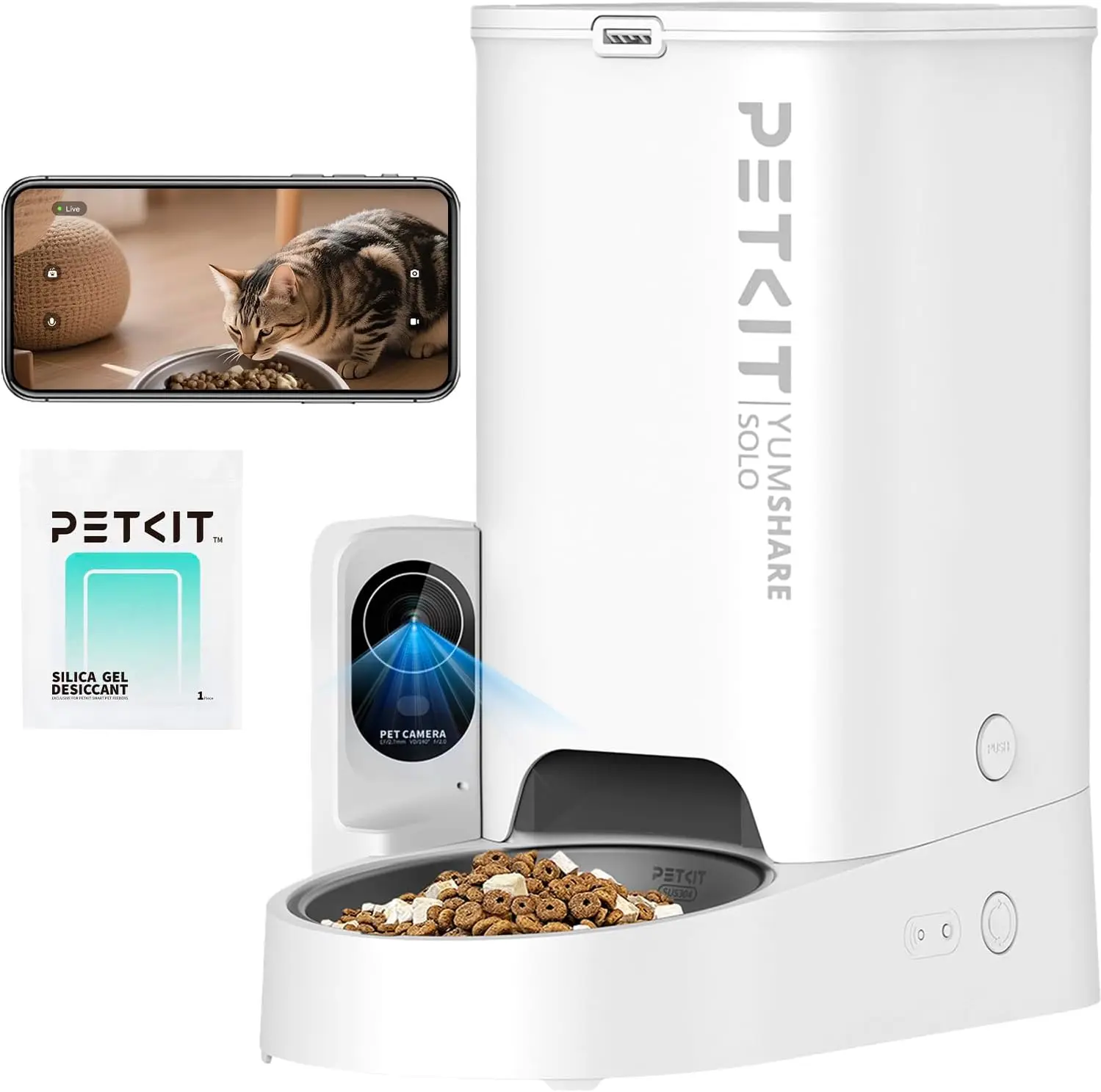 Indoor Pet Feeding, Plastic & Metal, Black, 1080P HD Video with Night Vision, 2.4G WiFi, 2-Way Audio, Motion Capturing