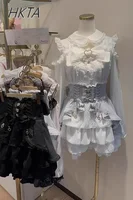 Liz Shirt Blouse Women 2026 Spring and Summer New Mine Off-the-shoulder Long-sleeved Blouses Lolita Sweet Bow Chiffon Shirt Top 4