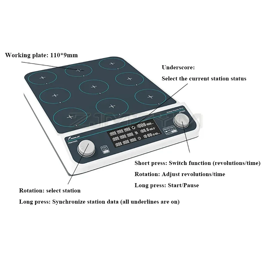 MMS9pro Multi-Position Magnetic Stirrer 1500rpm 9*500ml Electric Magnetic Stirrer Laboratory LCD Digital Display Magnetic Mixer