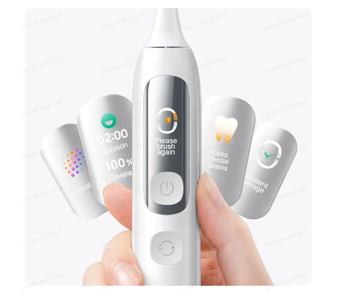 MIJIA Smart Servo-Oscillation Electric Toothbrush Pro, IPX8 Waterproof & Travel Lock, 180-Day Long Battery Life, App Control